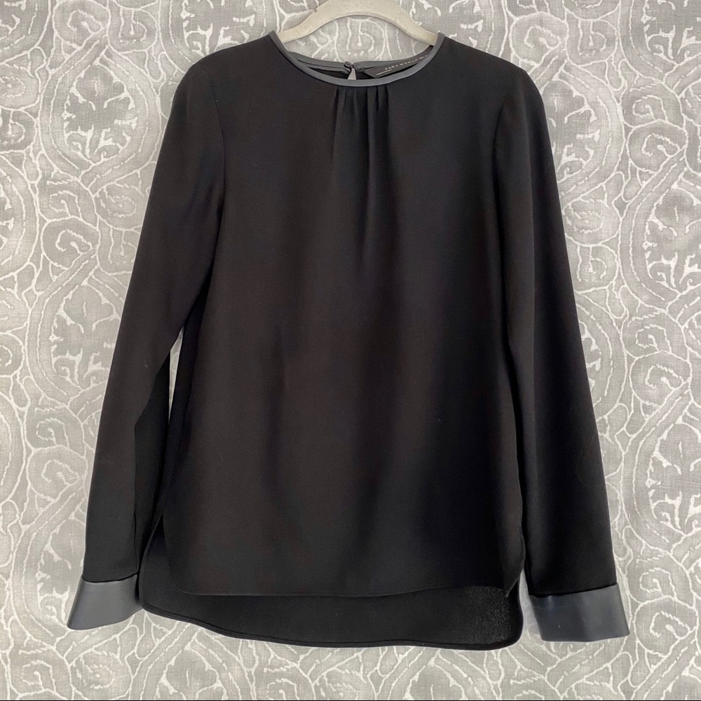 Zara Long Sleeve Crepe Top